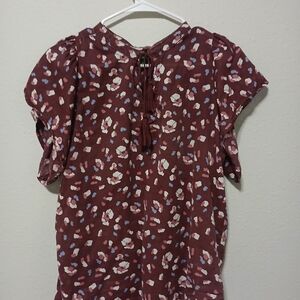Dip Brown and Pink Patterned Women's Blouse